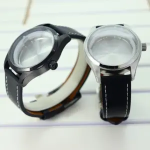 40mm Stainless Steel Watch Case with Leather Strap 13 S6a1d27ef2a784b36a0330f95f9c7fc63w