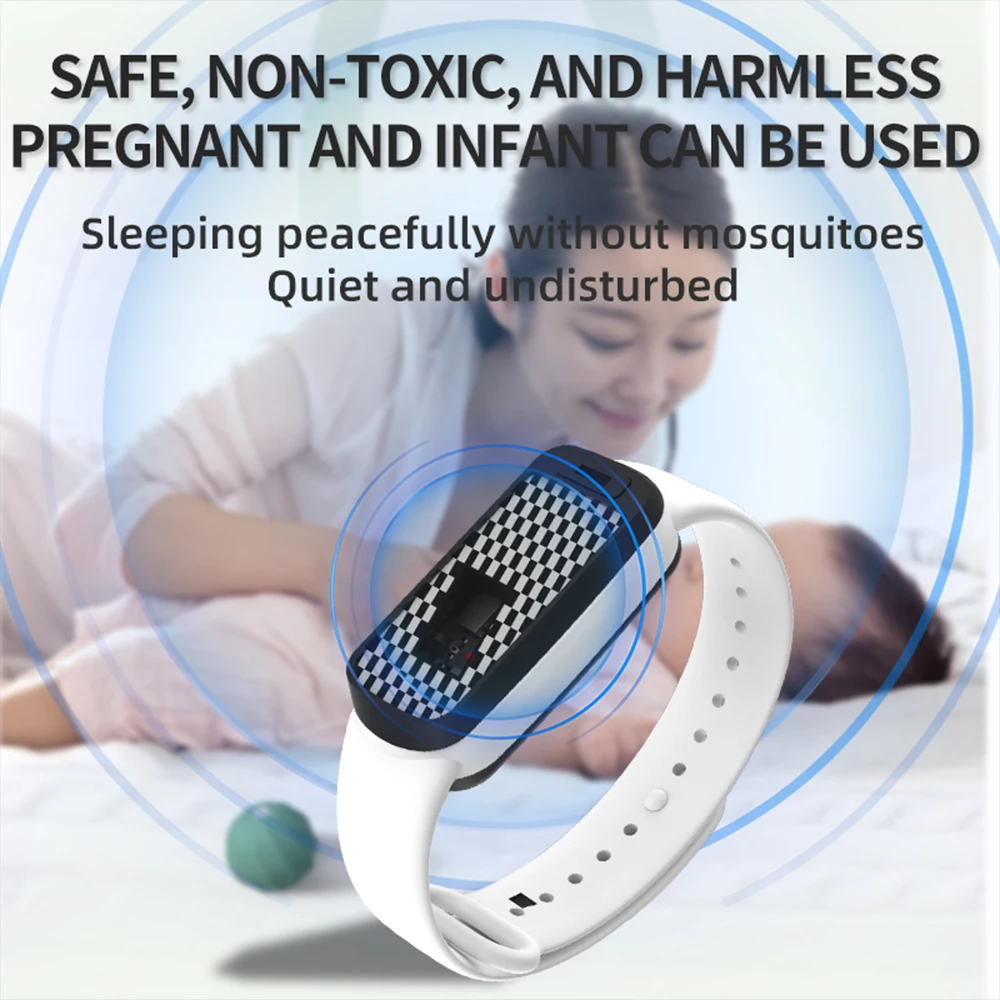 Ultrasonic Mosquito Prevention Bracelet Black & White 4 Ultrasonic Mosquito Prevention Bracelet Black & White - Image 4