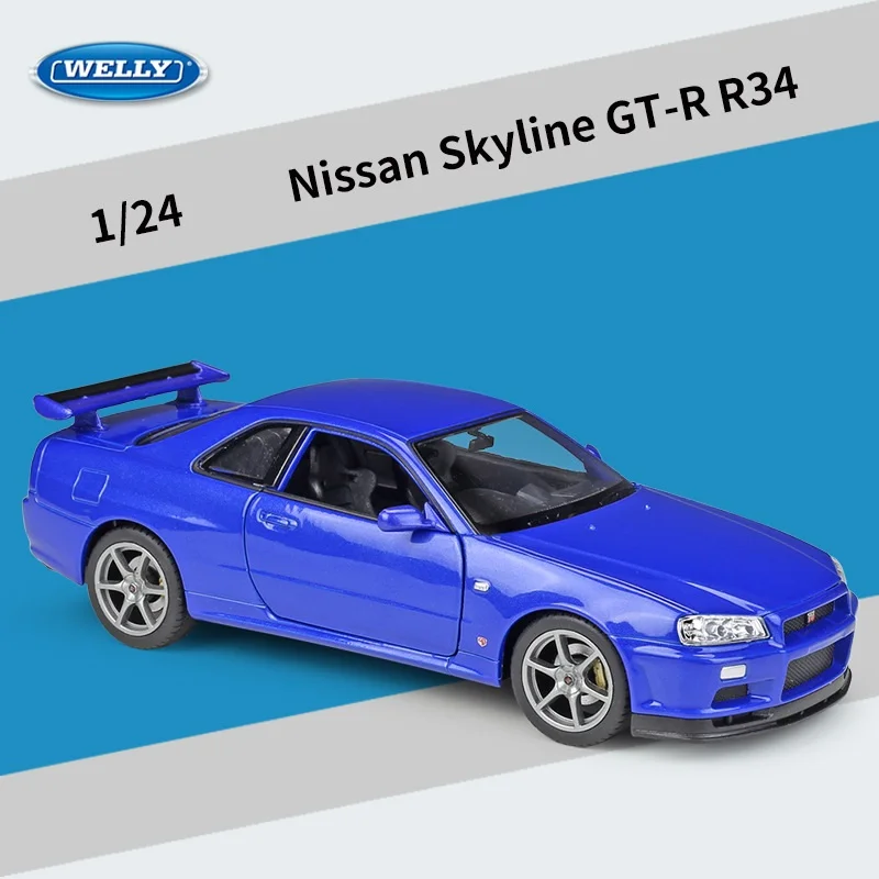 Nissan Skyline GTR R34 1:24 Diecast Model in Blue 9 Nissan Skyline GTR R34 1:24 Diecast Model in Blue - Image 9