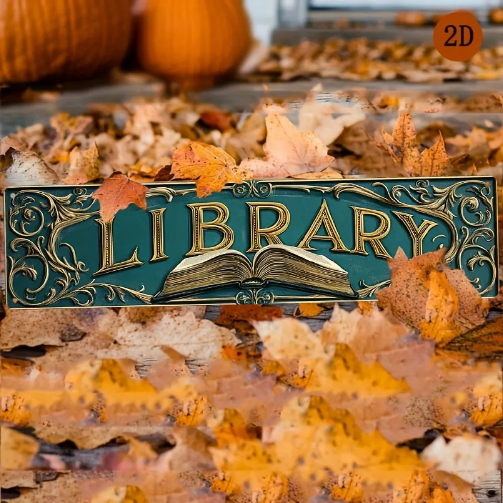 Vintage Library Metal Sign 10x40cm 6 Vintage Library Metal Sign 10x40cm - Image 6