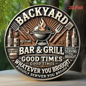 Vintage Backyard Bar & Grill Aluminum Sign 20x20 cm 11 S6b9ddb237a654269ab244e311179cf356