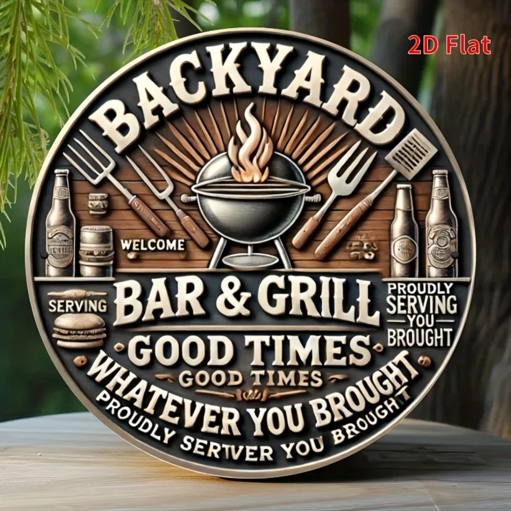 Vintage Backyard Bar & Grill Aluminum Sign 20x20 cm 6 Vintage Backyard Bar & Grill Aluminum Sign 20x20 cm - Image 6
