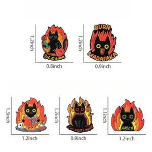 Black Cat Flame Badge for Jackets and Bags 7 S6ba628b6cc514932932a1d4a5cd2e1e7i