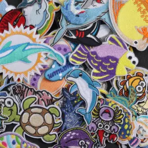 Cartoon Sea Animal Iron-On Patch Set