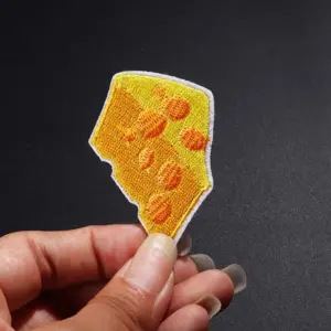Embroidered Cheese Patch 5.5x3.7cm for DIY Projects