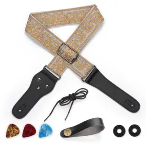 Embroidered Guitar Strap with Paisley Design 17 S6d858ec18e9c43169efa31ed73fde25fH