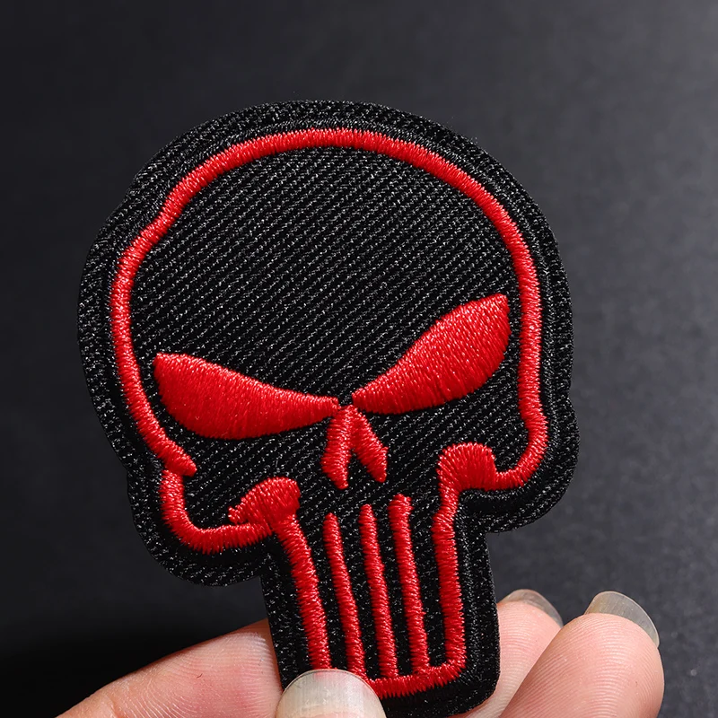 Punk Red Skull Iron-On Embroidered Patch 3 Punk Red Skull Iron-On Embroidered Patch - Image 3