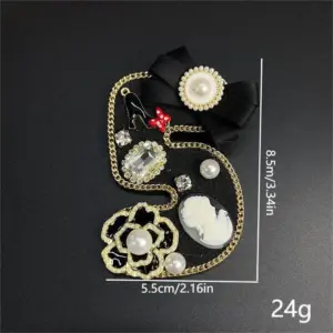 Gold Tone Fashion Brooch with Faux Pearl