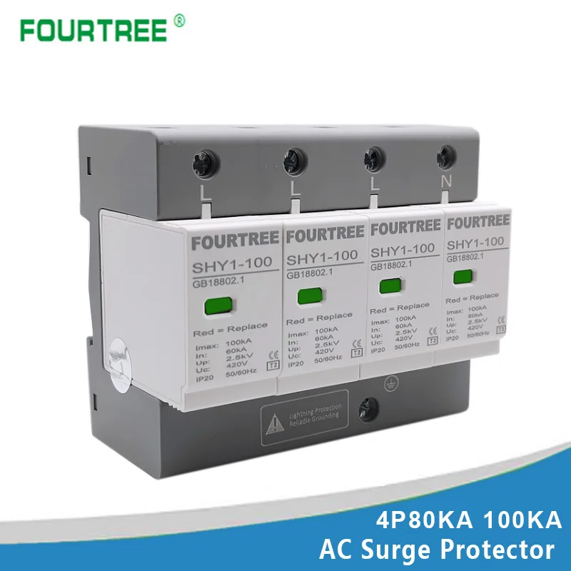 4-Pole Surge Protective Device 385V 420V 40-100KA 1 4-Pole Surge Protective Device 385V 420V 40-100KA