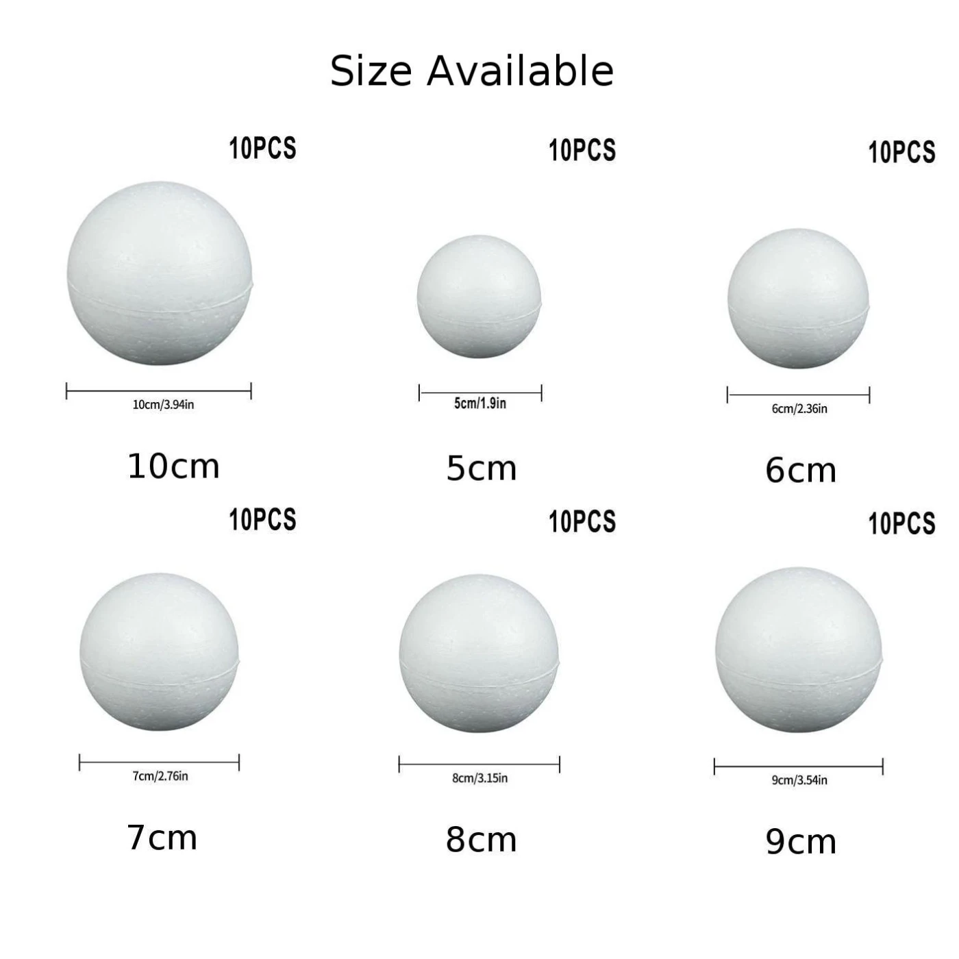 Set of 10 White Foam Balls for Crafts 3 Set of 10 White Foam Balls for Crafts - Image 3
