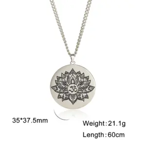Stainless Steel Om Lotus Pendant Necklace 15 S6e621b3e0b6b4e5a8e9c2104161bad6a6
