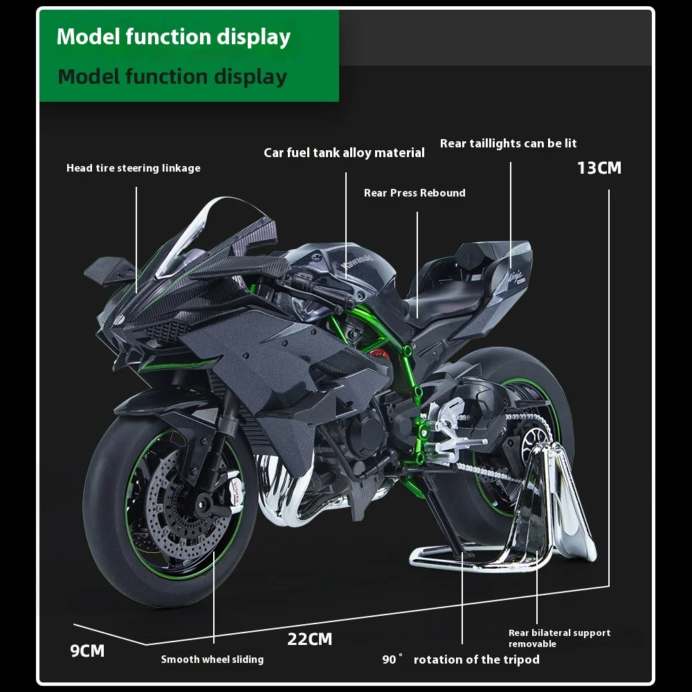Kawasaki H2R V4S 1:9 Diecast Motorcycle Model 6 Kawasaki H2R V4S 1:9 Diecast Motorcycle Model - Image 6