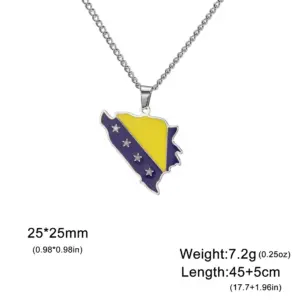 Stainless Steel Bosnia Map Pendant Necklace 12 S6eda56deb54349a6af3f6451f0390d48x