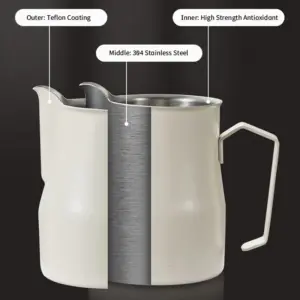White 350ml Stainless Steel Milk Frothing Pitcher 12 S6ef9a15d5a8146328a8bac57d3ab96b0G