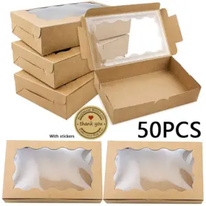 Elegant Kraft Paper Gift Box with Window 14 S6f75944009624202b1d08ee2144c7a80l