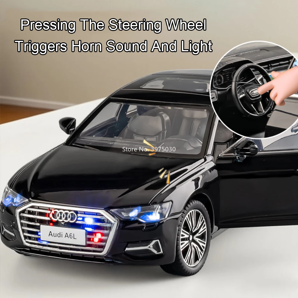 1:24 Scale Luxury A6L Car Model in Black 3 1:24 Scale Luxury A6L Car Model in Black - Image 3