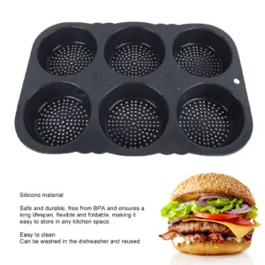 Black Silicone Hamburger Bun Mold with 6 Cavities 8 S700305a8f0fd4f8bb9c8a59b8c2a2d03U
