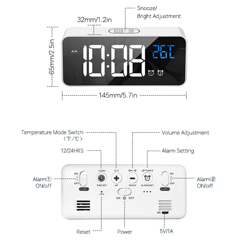 Digital Alarm Clock with 5.7-Inch LED Display 5 Digital Alarm Clock with 5.7-Inch LED Display - Image 5
