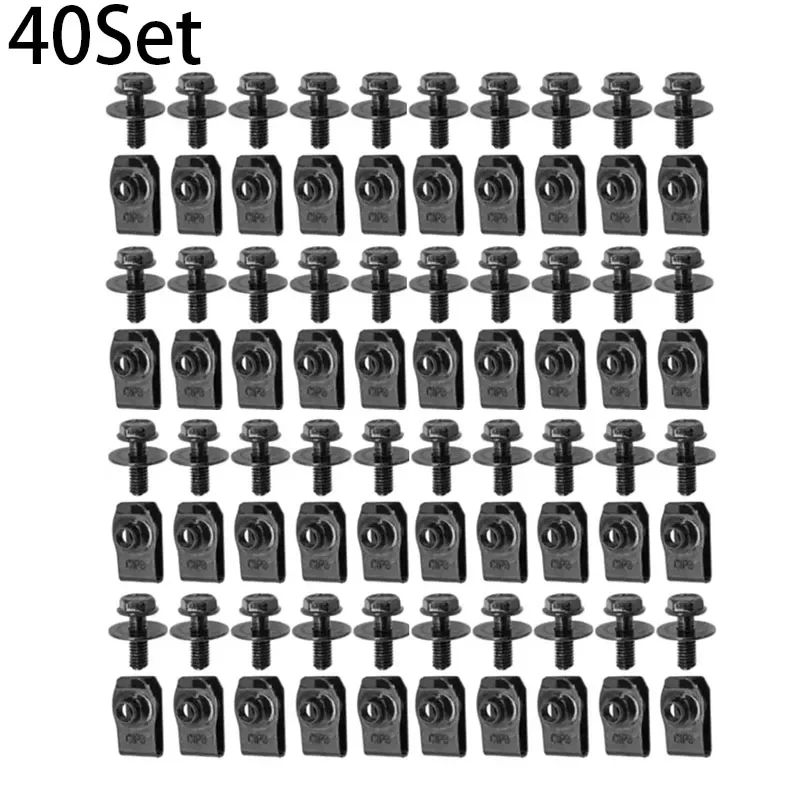 Black Steel Automotive Fastener Set with U-Clips 9 Black Steel Automotive Fastener Set with U-Clips - Image 9