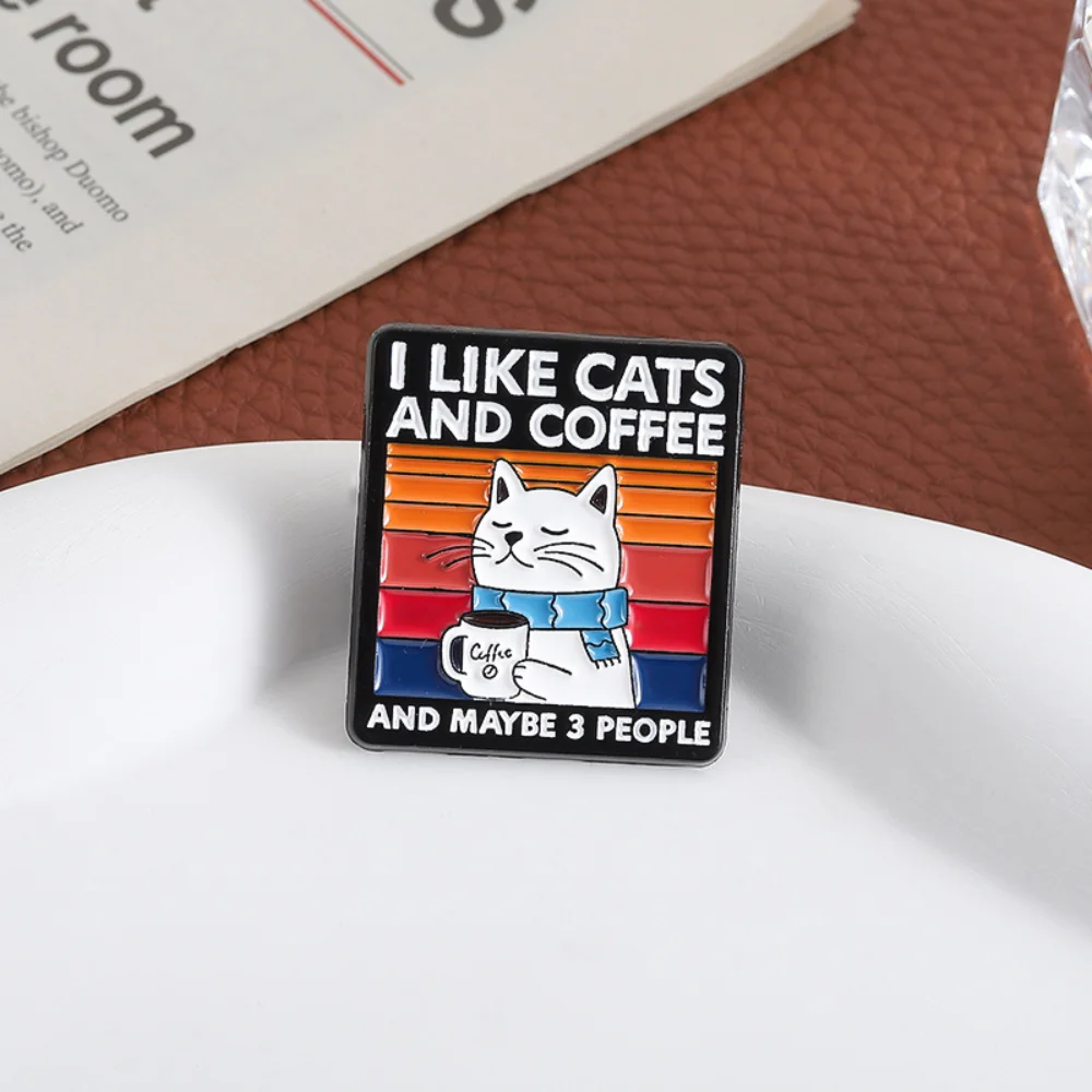 Cute Cat Coffee Brooch with Colorful Stripes 6 Cute Cat Coffee Brooch with Colorful Stripes - Image 6