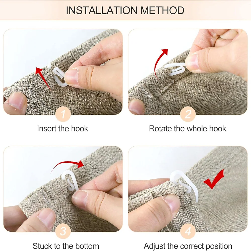 White Plastic Curtain Hooks Set (50/100/200) 6 White Plastic Curtain Hooks Set (50/100/200) - Image 6