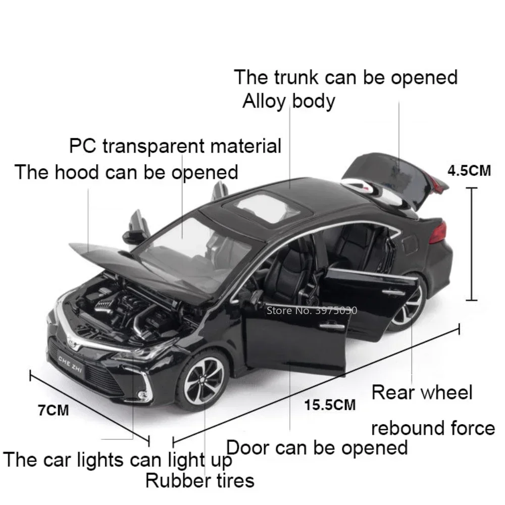 Toyota Corolla 1:32 Diecast Model with Lights 2 Toyota Corolla 1:32 Diecast Model with Lights - Image 2
