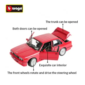 1988 BMW M3 E30 Die-Cast Model 1:24 Scale 8 S72a466a6e0ce4b1fa4747807441f3d5aA
