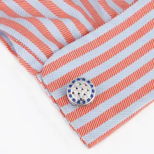 Blue Diamond Silver Cufflinks with Crisscross Texture 9 S72c27f70edca41448dfa51206afdae5eX