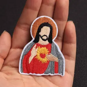 Set of 5 Embroidered Jesus Iron-On Patches