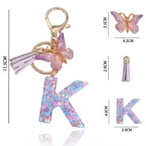 Whimsical Holographic S Keychain with Butterfly 11 S72fb3469fe534610841f6c3afb957e4aL