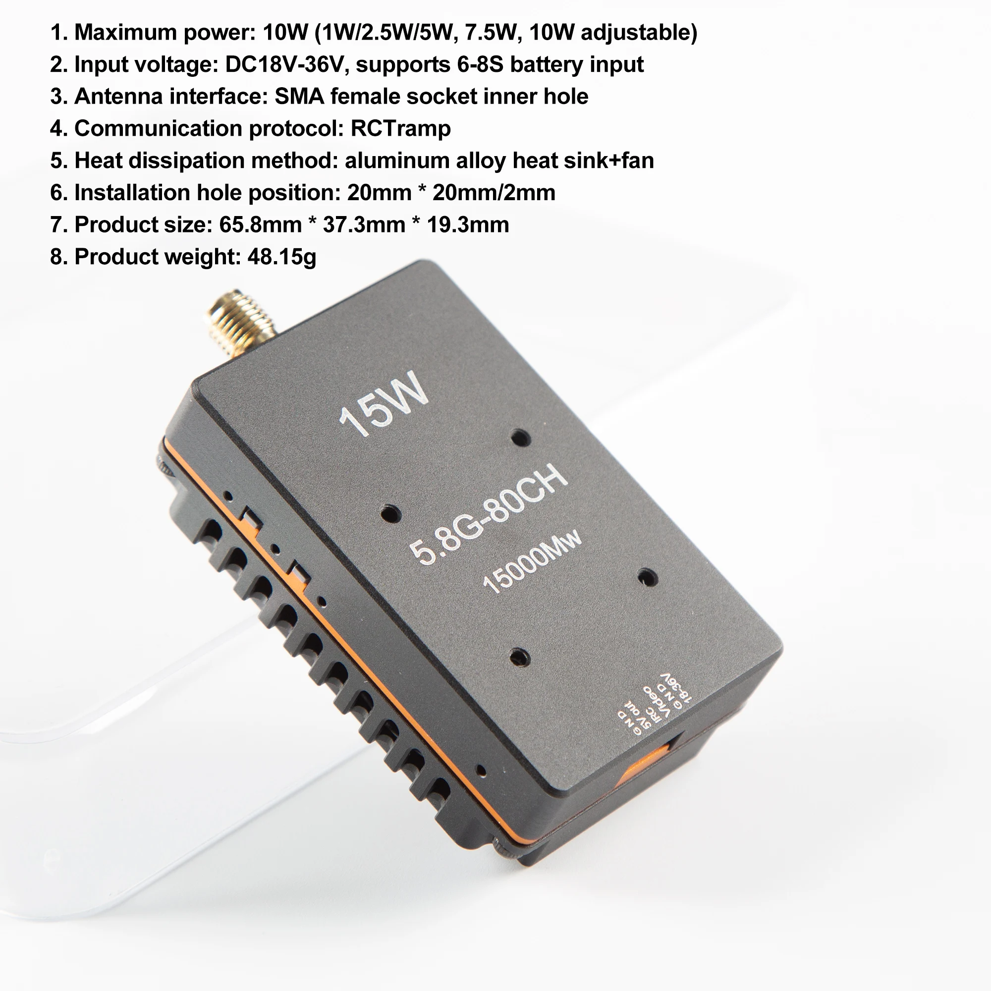 4.9GHz-6GHz 15W Video Transmitter VTX 3 4.9GHz-6GHz 15W Video Transmitter VTX - Image 3