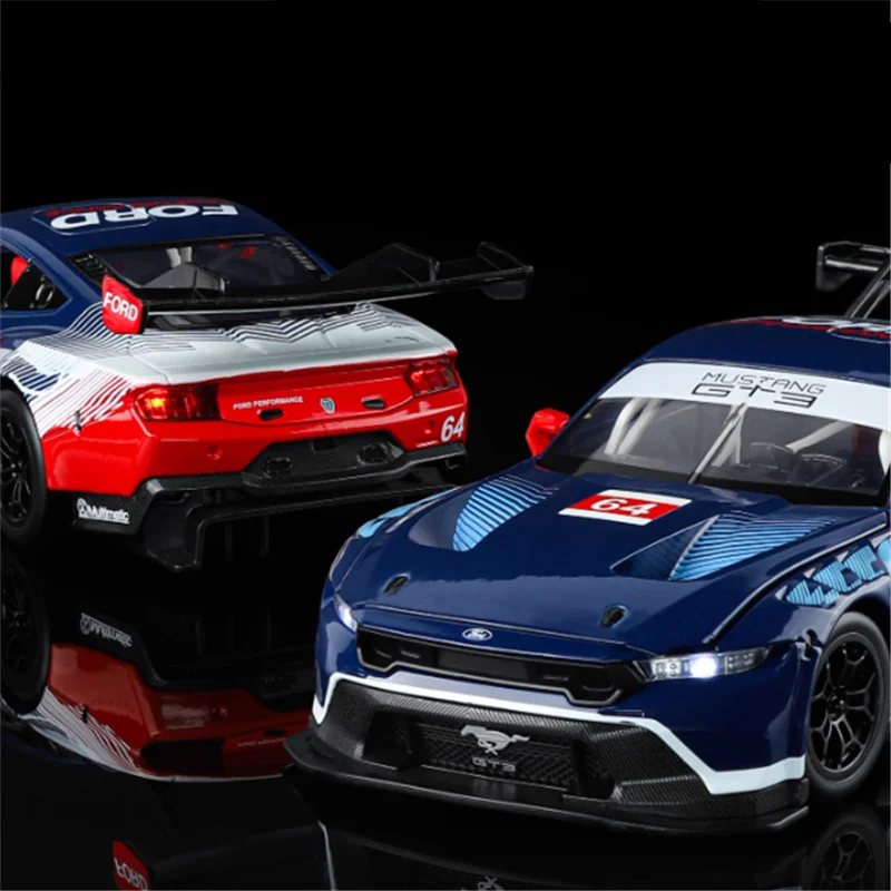 Blue Ford Mustang GT3 Diecast Model 1:24 Scale 2 Blue Ford Mustang GT3 Diecast Model 1:24 Scale - Image 2