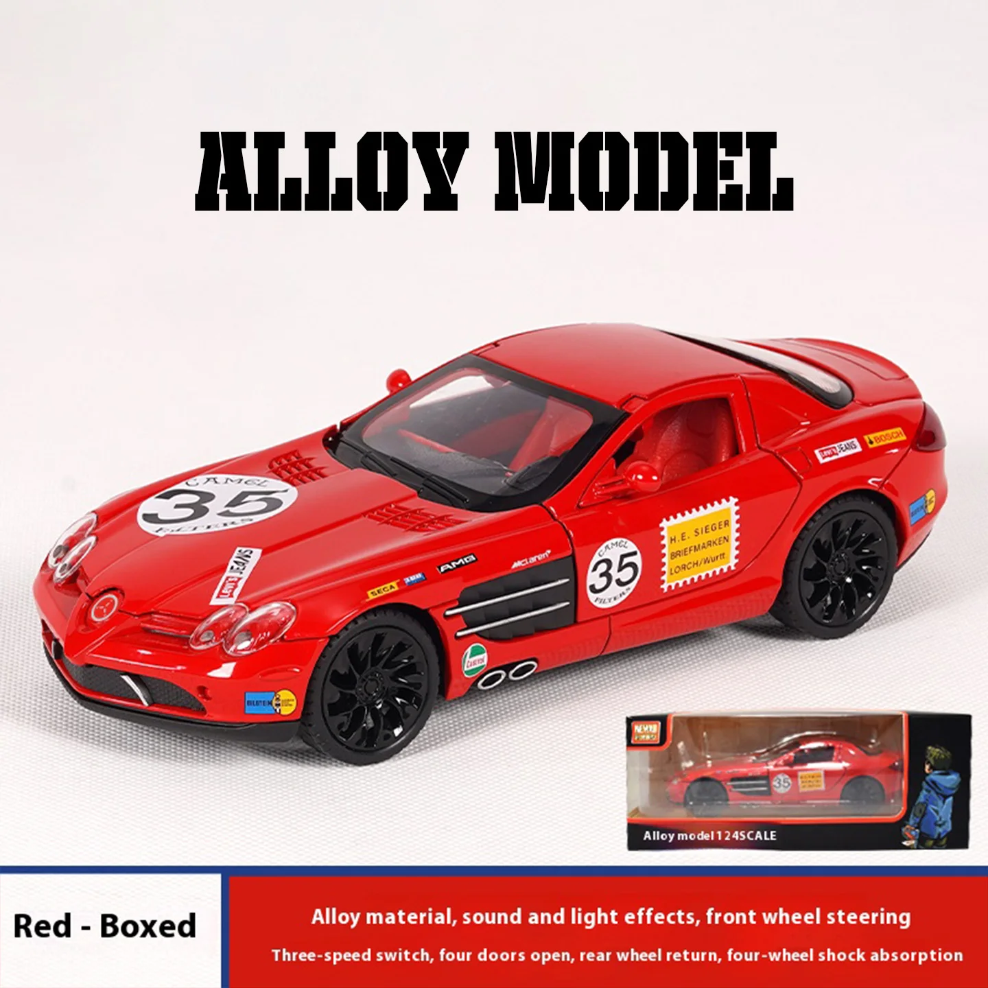 1:24 Scale Alloy Sports Car Model in Red, Silver, or Black 8 1:24 Scale Alloy Sports Car Model in Red, Silver, or Black - Image 8