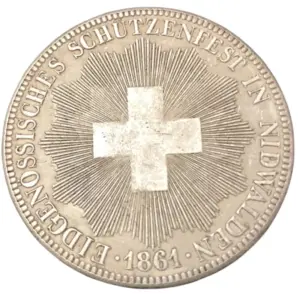 Vintage 1861 Swiss 5 Franc Coin Replica