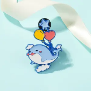 Whale Cartoon Brooch in Vibrant Zinc Alloy
