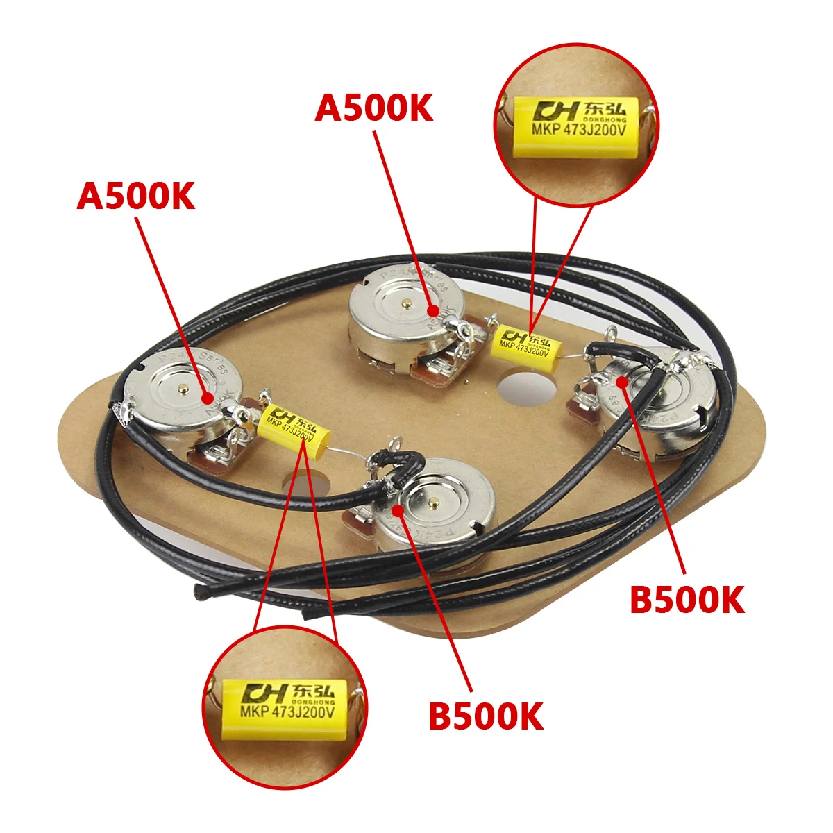 Vintage LP Guitar Wiring Kit with 500K Pots 4 Vintage LP Guitar Wiring Kit with 500K Pots - Image 4