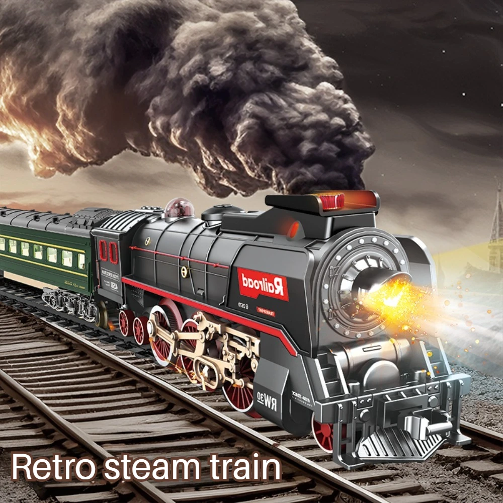 Retro Steam Locomotive Model RC Train Set 2 Retro Steam Locomotive Model RC Train Set - Image 2