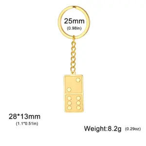Stainless Steel Domino Keychain in Gold/Silver 12 S76e8f37a5fc447d6a66f243b98721a02U