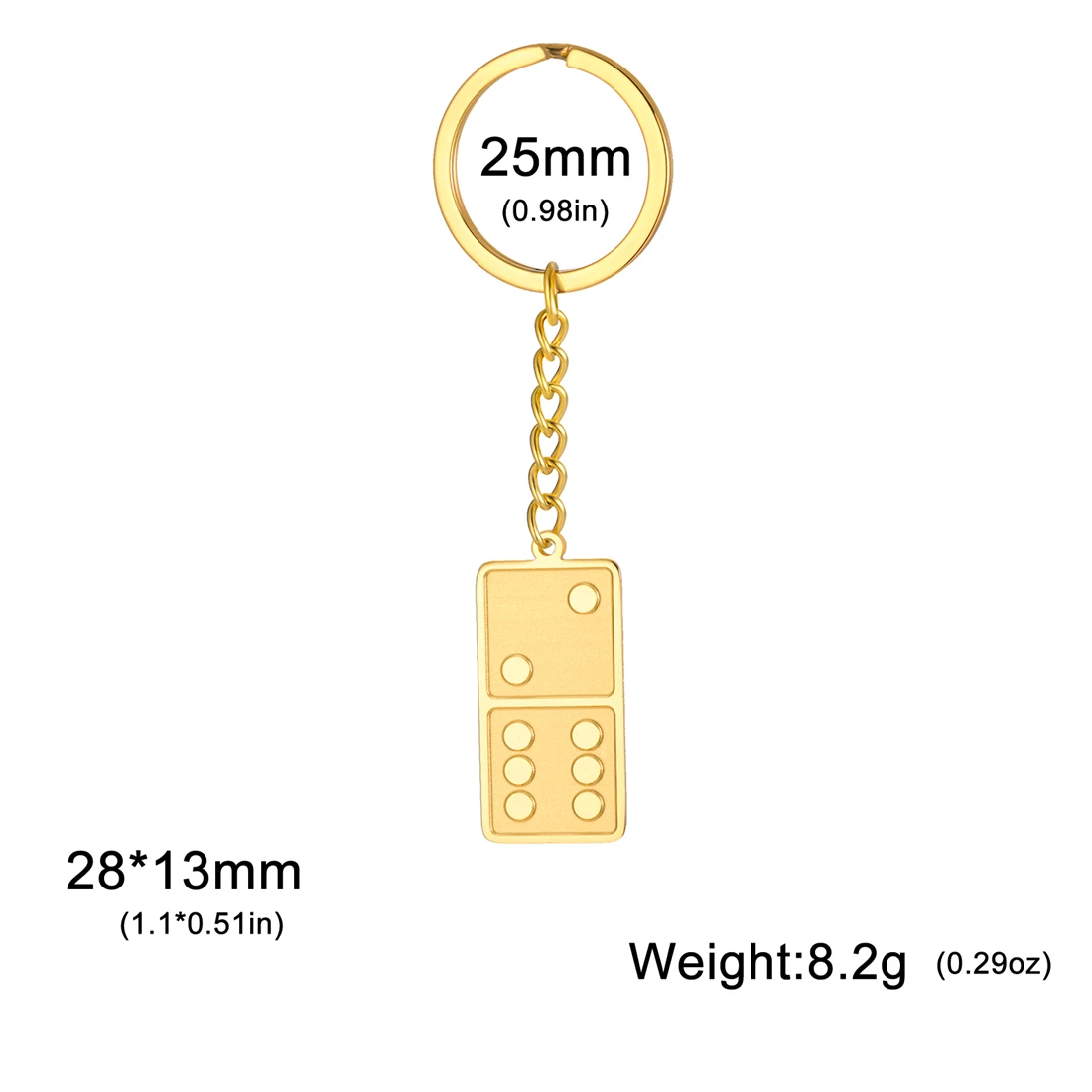 Stainless Steel Domino Keychain in Gold/Silver 6 Stainless Steel Domino Keychain in Gold/Silver - Image 6