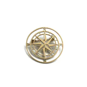 Vintage Compass Brooch in Golden Alloy Design