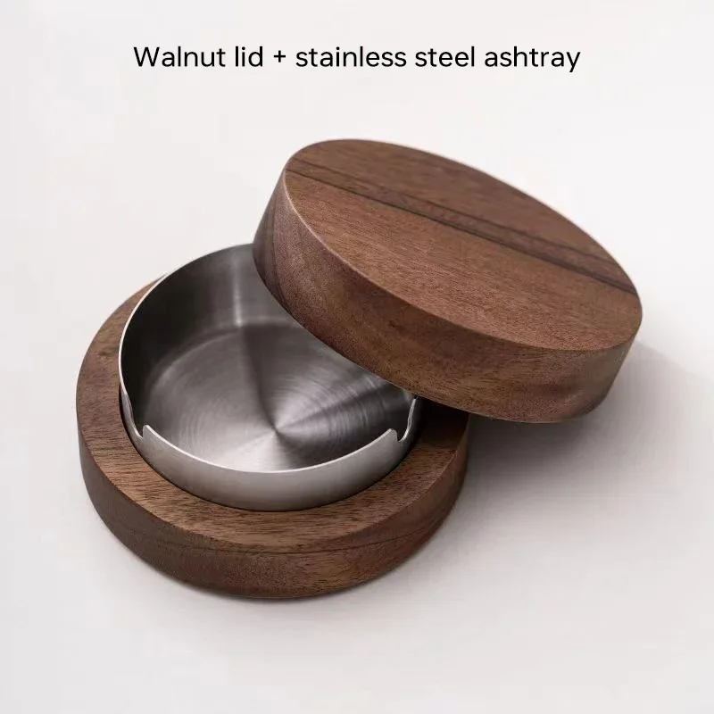 Elegant Walnut Wooden Ashtray with Stainless Steel Insert 7 Elegant Walnut Wooden Ashtray with Stainless Steel Insert - Image 7