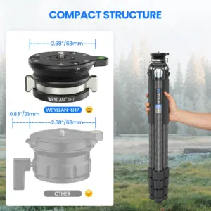 WEYLLAN Aluminum Leveling Tripod Head Supports 10kg 9 S77a90c814e9c4a7aba0699c056195420D