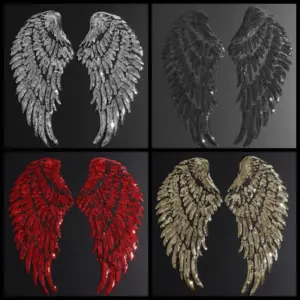 Rainbow Feather Wings Iron-On Patch Set
