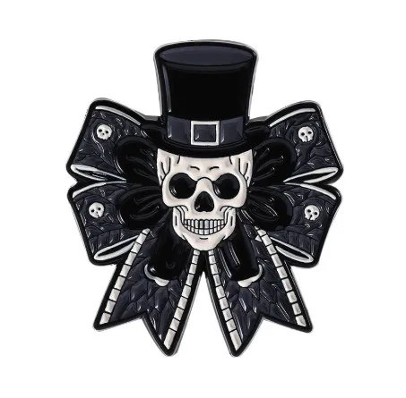 Gothic Dark Bow Brooch with Skull Motifs 9 Gothic Dark Bow Brooch with Skull Motifs - Image 9