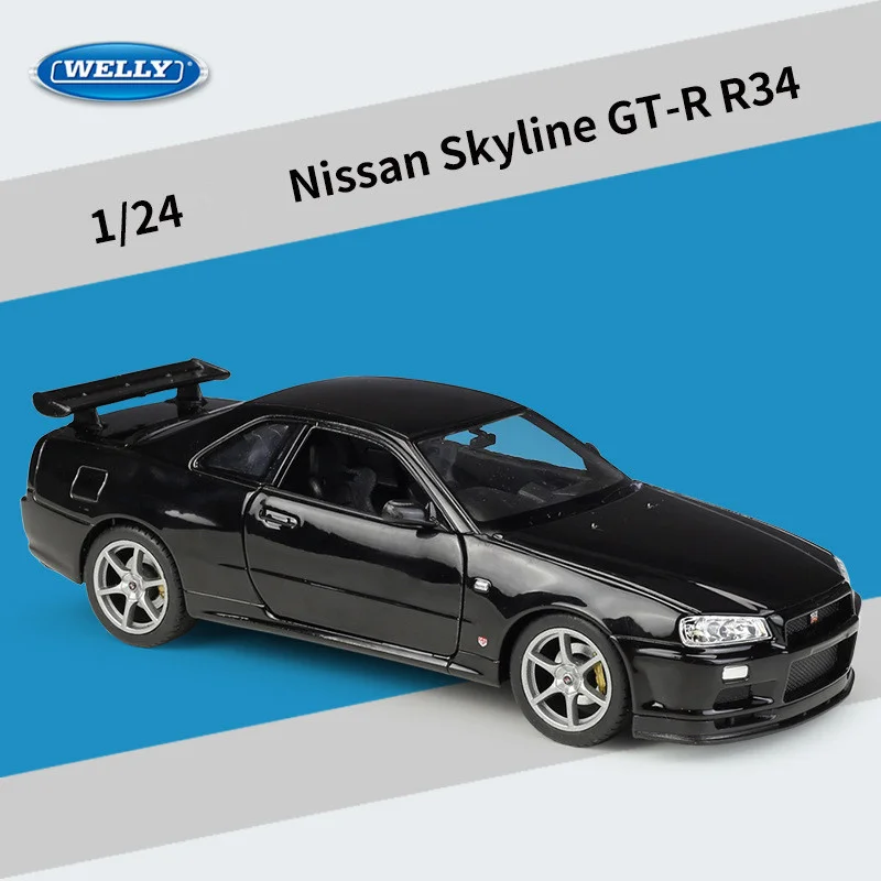 Nissan Skyline GTR R34 1:24 Diecast Model in Blue 7 Nissan Skyline GTR R34 1:24 Diecast Model in Blue - Image 7