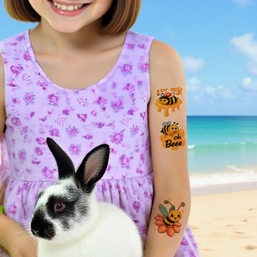 Bee Cartoon Tattoo Stickers Set for Adults 4 Bee Cartoon Tattoo Stickers Set for Adults - Image 4