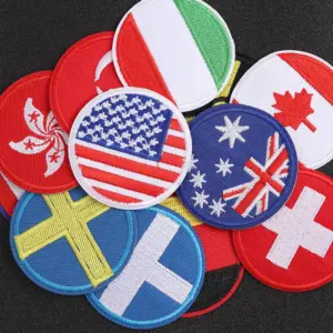 Vibrant National Flag Iron-On Patches Set