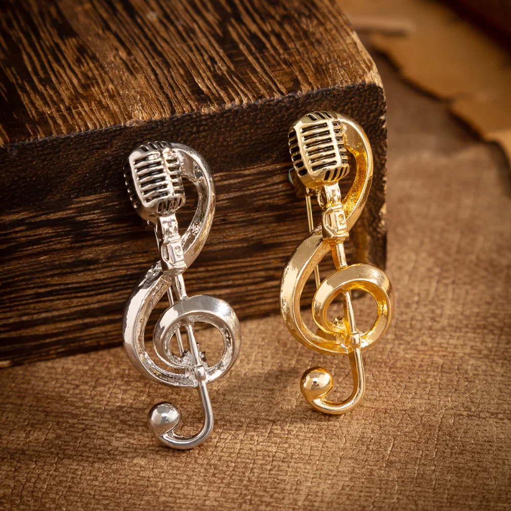 Musical Microphone & Treble Clef Brooch 3 Musical Microphone & Treble Clef Brooch - Image 3