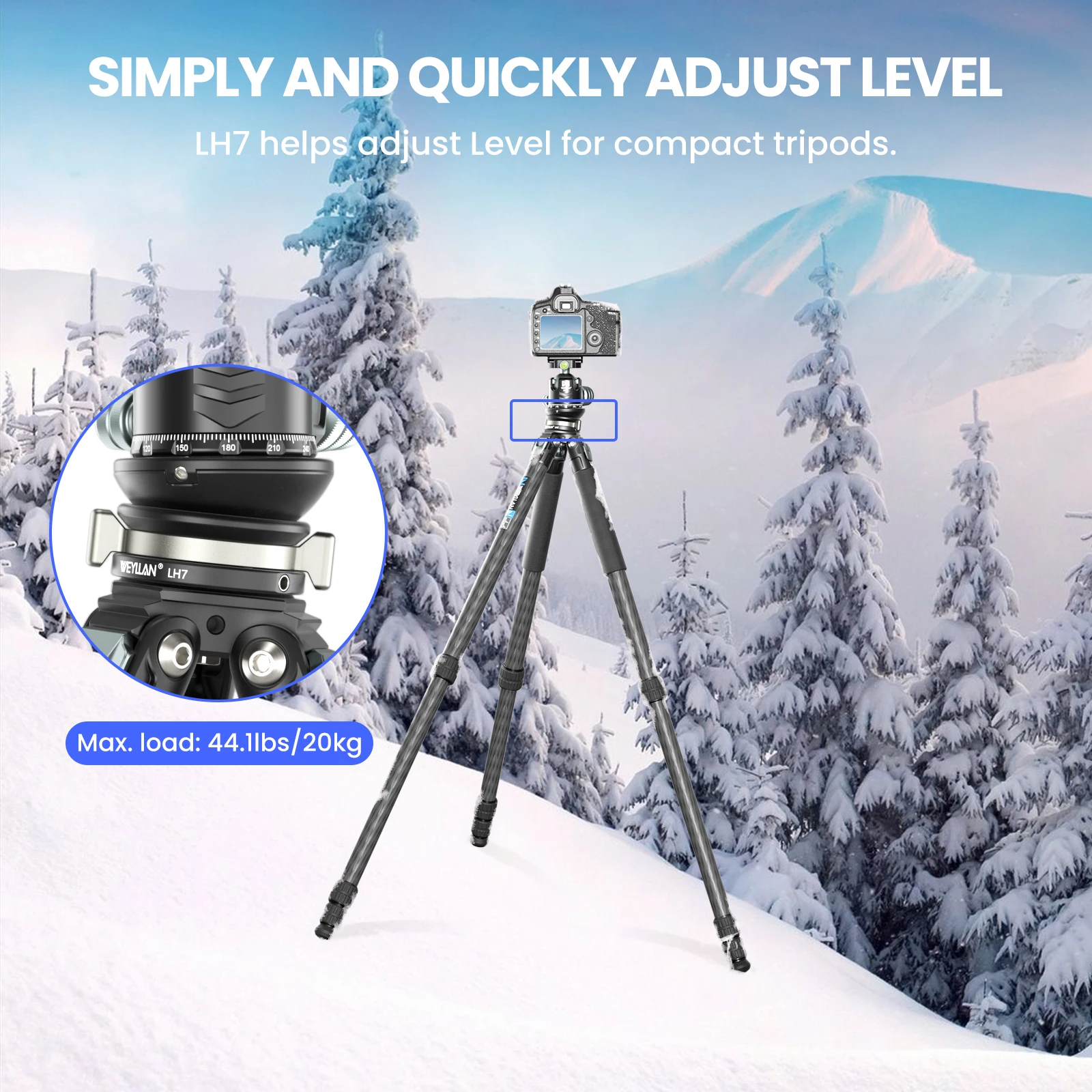 WEYLLAN Aluminum Leveling Tripod Head Supports 10kg 5 WEYLLAN Aluminum Leveling Tripod Head Supports 10kg - Image 5