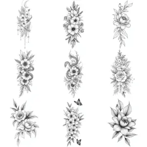 Set of 9 Elegant Line Art Temporary Tattoos 16 S79dec013a65a45ecb13564fee8162331y